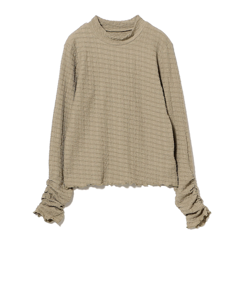 カット ジャカード ハイネック トップス