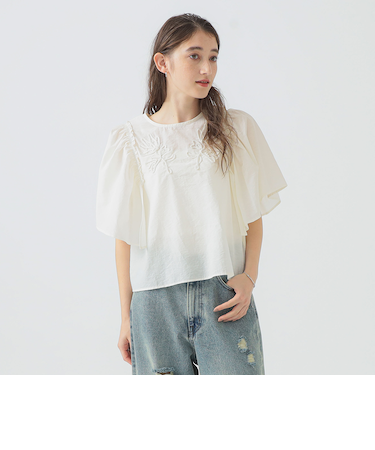 【手洗いOK】コード刺繍 ブラウス(S~M)