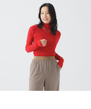 ウール混 リブニット タートルネック