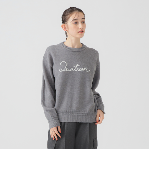 ロゴ インターシャ プルオーバー ニット