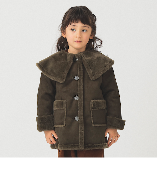 ケープカラー フェイクムートン コート(110~150cm)