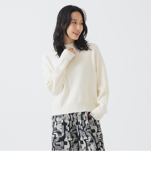 アンゴラ混 ストレッチ ニット プルオーバー