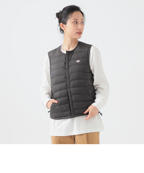 【DANTON】クルーネックインナーダウンベスト　ブラック DANTON クルーネックインナーダウンベスト M ブラック DANTON