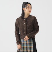 カラー ネップ ニット カーディガン