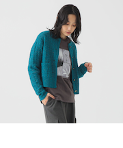 カラー ネップ ニット カーディガン