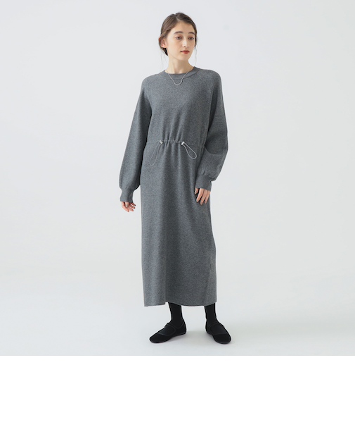 ニット ドローストリング ワンピース