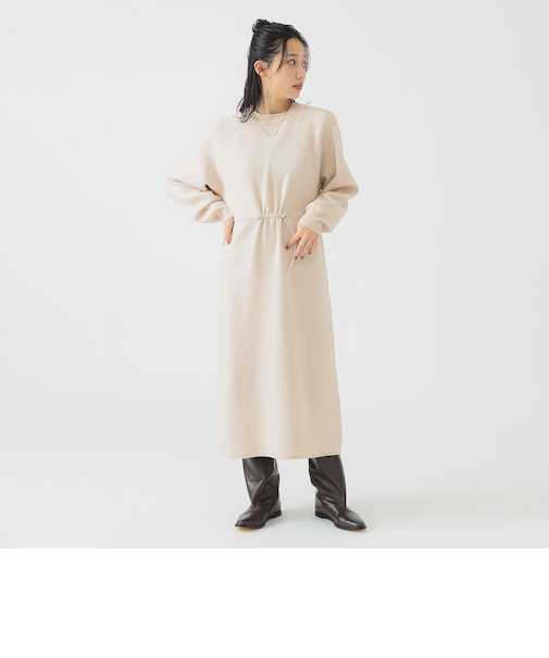 ニット ドローストリング ワンピース