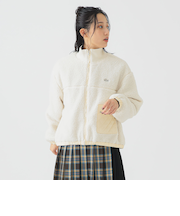 LACOSTE / リブニット スタンドカラー ボアジャケット