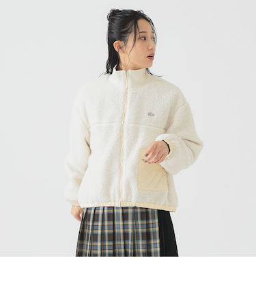 LACOSTE / リブニット スタンドカラー ボアジャケット