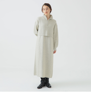 レイヤード風 ニット ワンピース