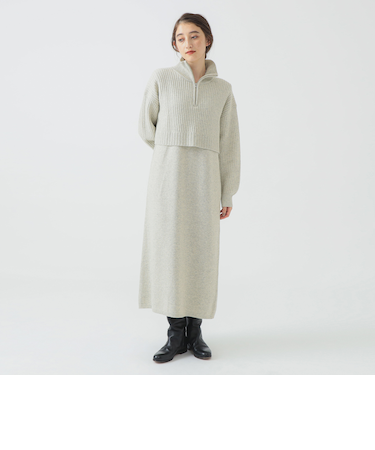 レイヤード風 ニット ワンピース