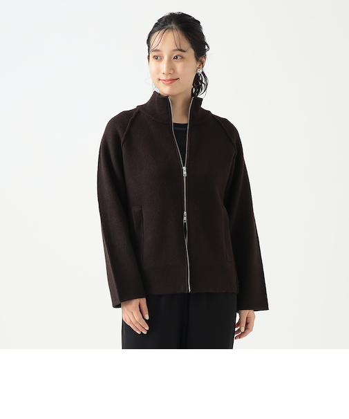 スタンドカラー  ニット ジップ ブルゾン