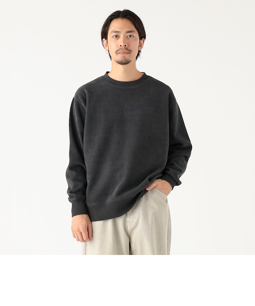 ワッフル フリース クルーネック スウェット