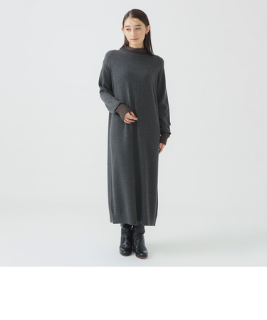 配色 ニット ワンピース