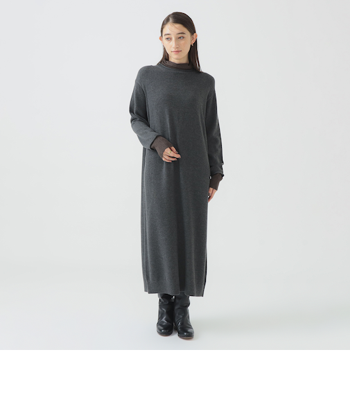 配色 ニット ワンピース