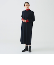 配色 ニット ワンピース