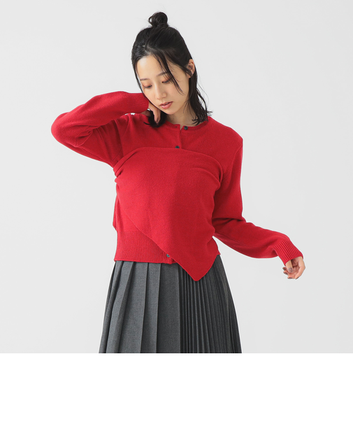 【セットアイテム】ストール × ニット カーディガン