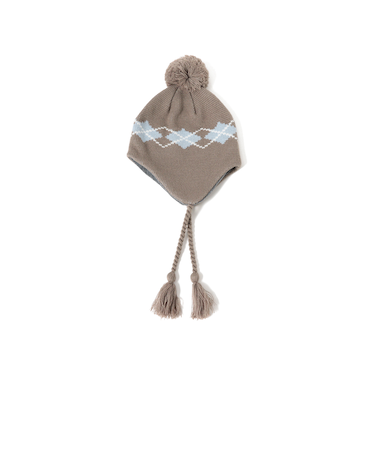 イヤーフラップ アーガイル ニット キャップ