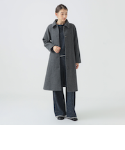 チェック ステンカラーコート