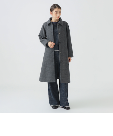 チェック ステンカラーコート