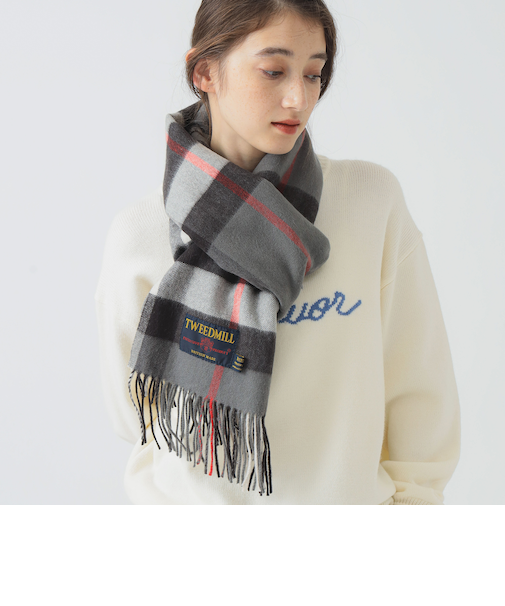 TWEED MILL / チェック ウール ストール