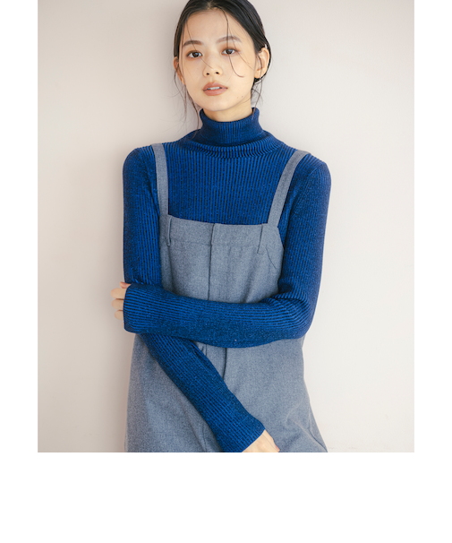 配色 リブ プルオーバー