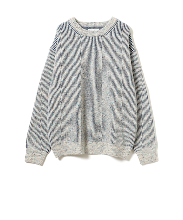 5ゲージ 片畦 メランジ クルーネック ニット