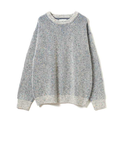 5ゲージ 片畦 メランジ クルーネック ニット