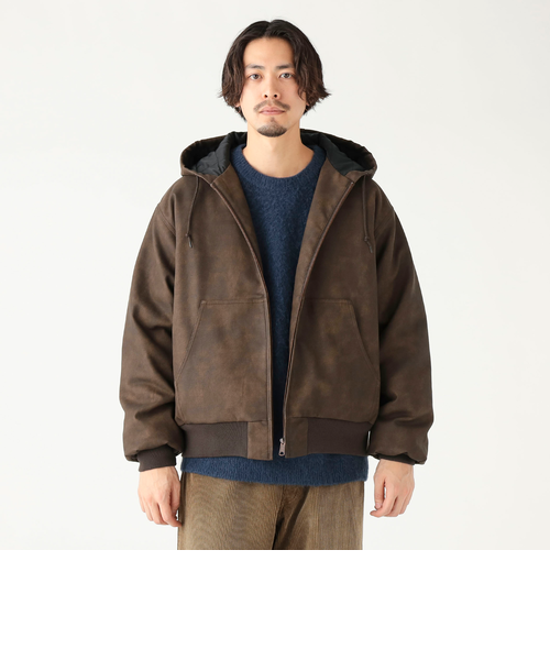 70s 80s ヌバック スエード レザーブルゾン 裏ボア ジップパーカー 46 レア 70s】 BROOKS BROTHERS ブルックスブラザーズ PRIDEジッパー 本革