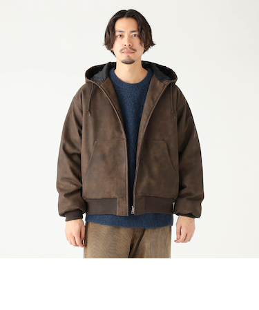 フェイク レザー ジップ パーカー
