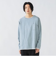 フェイクスエード クルーネック ロングスリーブ Tシャツ