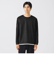 スウェード フェイクレイヤー ロングスリーブ Tシャツ