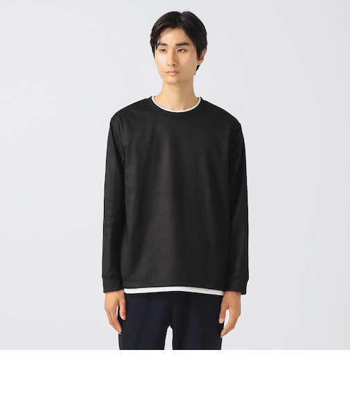 スウェード フェイクレイヤー ロングスリーブ Tシャツ