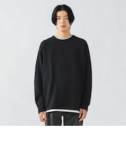 微起毛 ダブルフェイス フェイクレイヤー カットソー