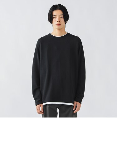 微起毛 ダブルフェイス フェイクレイヤー カットソー