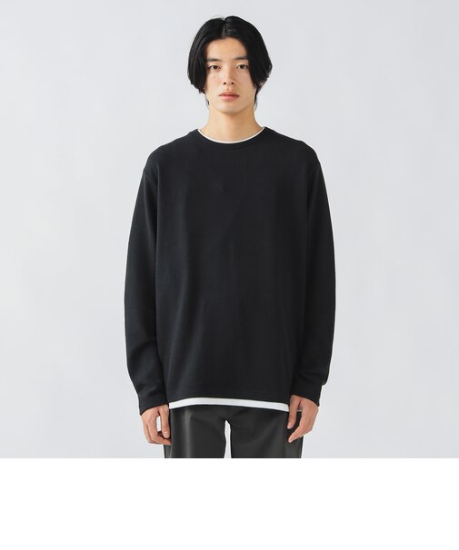 微起毛 ダブルフェイス フェイクレイヤー カットソー