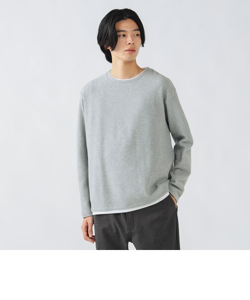 微起毛 ダブルフェイス フェイクレイヤー カットソー