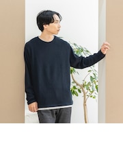 微起毛 ダブルフェイス フェイクレイヤー カットソー