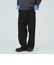 ポリエステルレーヨン 2タック ワイドパンツ