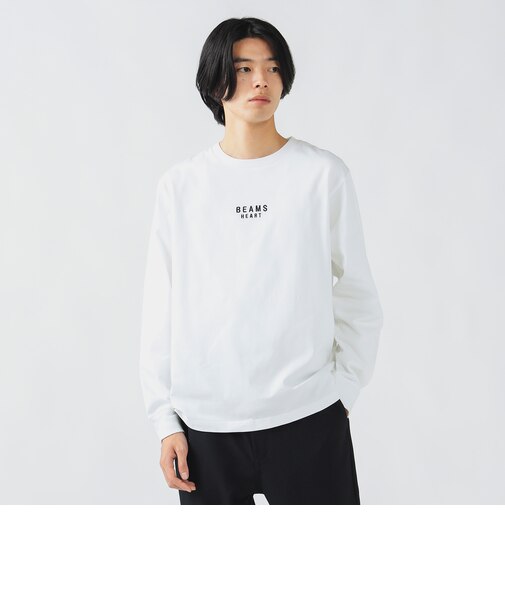 BEAMS HEART ロゴ 刺繍 ロングスリーブ Tシャツ
