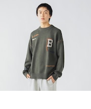 Bイニシャル レタード クルーネック ニット