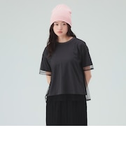 無地 カットソー × チュール Tシャツ(セットアイテム)