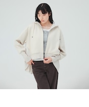 異素材 フレア パーカー