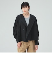バックフレア ノーカラー ブルゾン