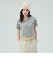 ヘンリーネック レイヤード プルオーバー