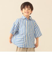半袖 ストライプ シャツ 2026SS（90～140cm）外遊び プチプラ  定番 人気