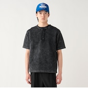 加工 ワッフル ヘンリーネック ショートスリーブ Tシャツ