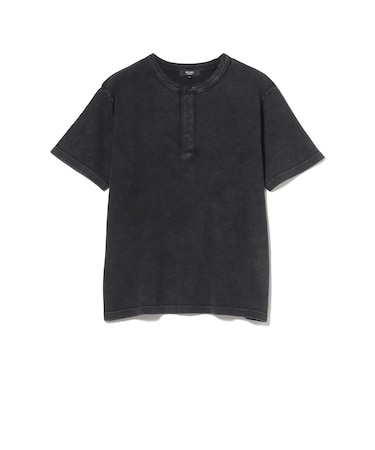 加工 ワッフル ヘンリーネック ショートスリーブ Tシャツ