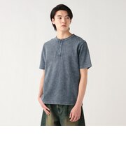 加工 ワッフル ヘンリーネック ショートスリーブ Tシャツ