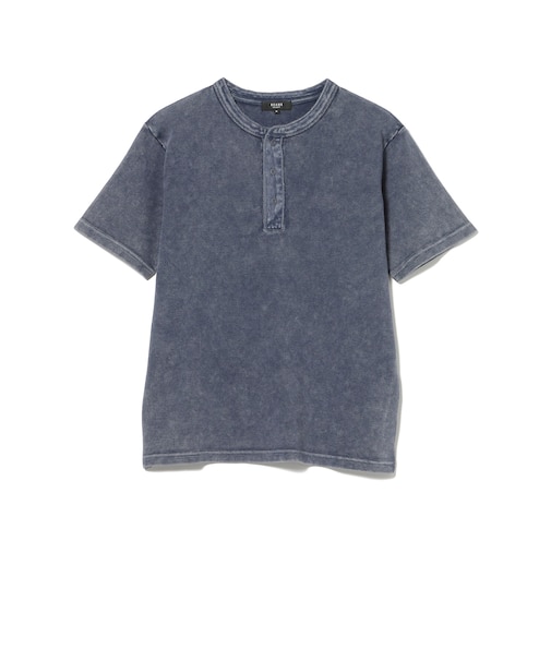 加工 ワッフル ヘンリーネック ショートスリーブ Tシャツ